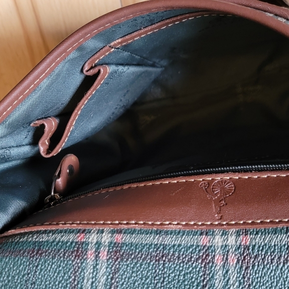 Bean Pole" Small Green Tartan Leather Bag - Picture 2 of 3